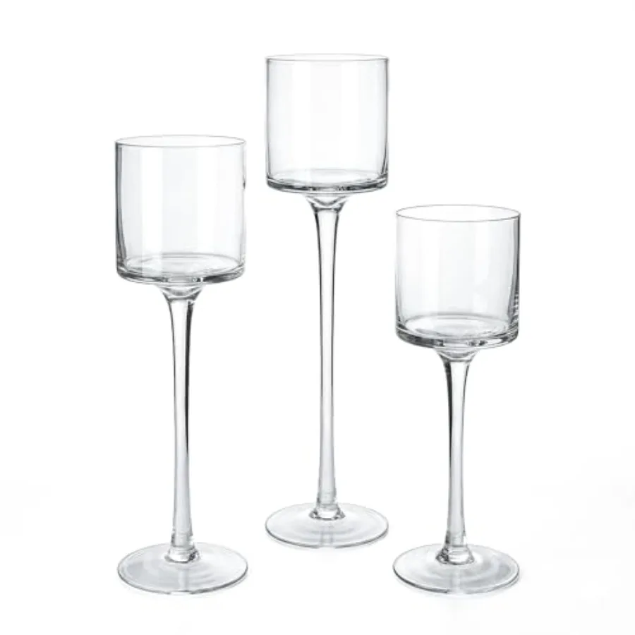 

Glass Candleholder Flower Vase, Floating and Pillar Candle Centerpiece Display, Decorative Hurricane on Pedestal for Home or We