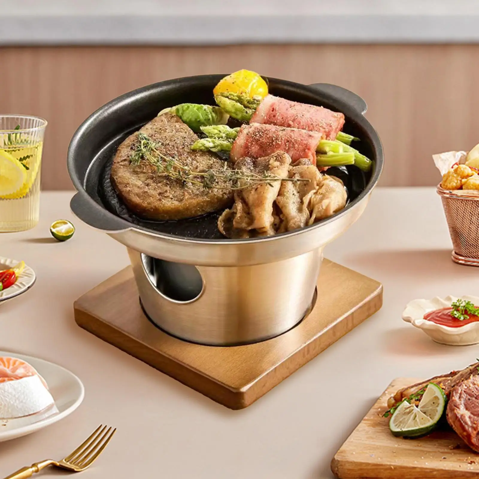 เตาย่างชบาแบบพกพาเตาย่างบาร์บีคิวสำหรับครอบครัวเกาหลีมัลติฟังก์ชันแบบญี่ปุ่น