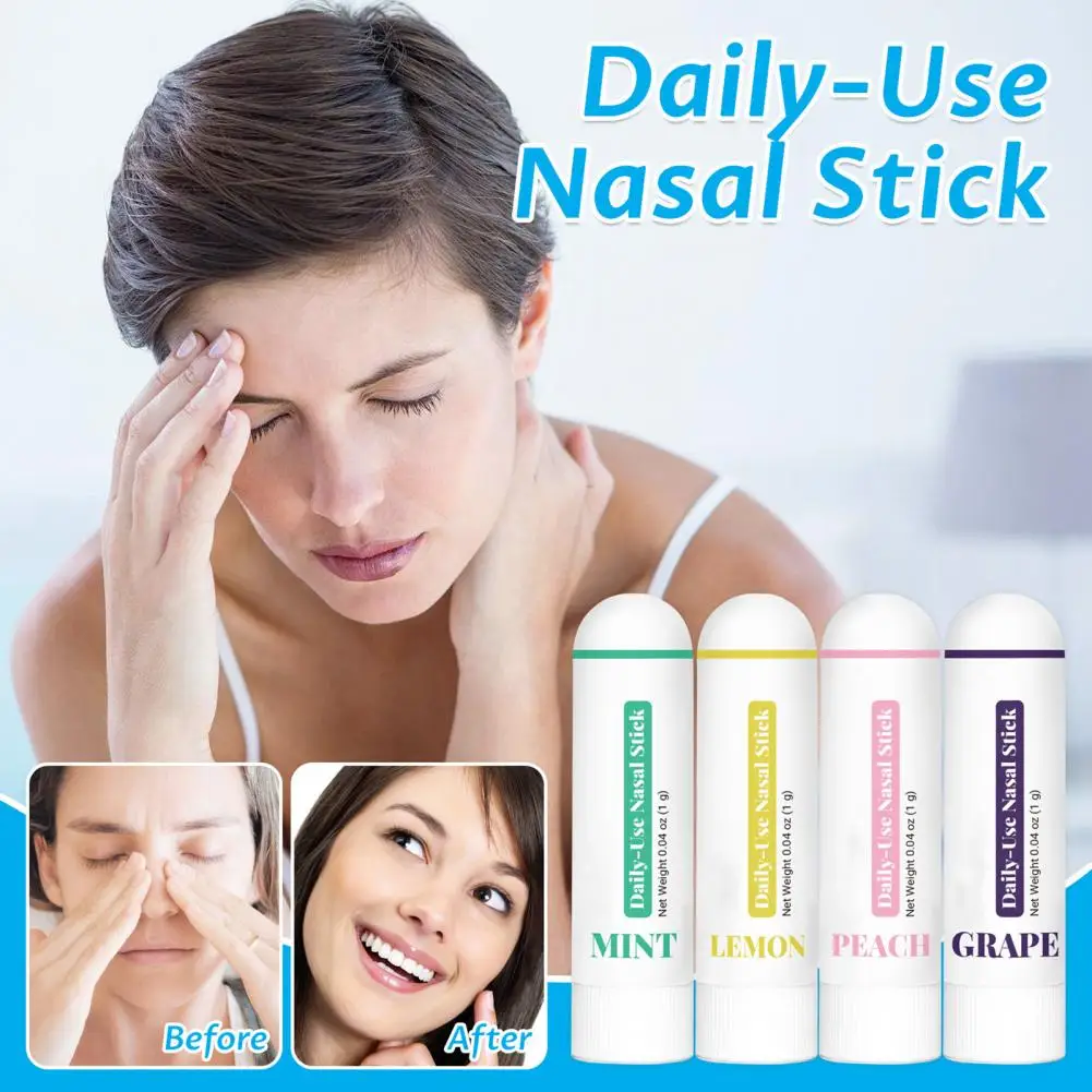 4Pcs Nasal Sticks Aromatherapy Inhalers for Improved Focus Essential Oils with Peppermint Eucalyptus Menthol Nasal Inhaler