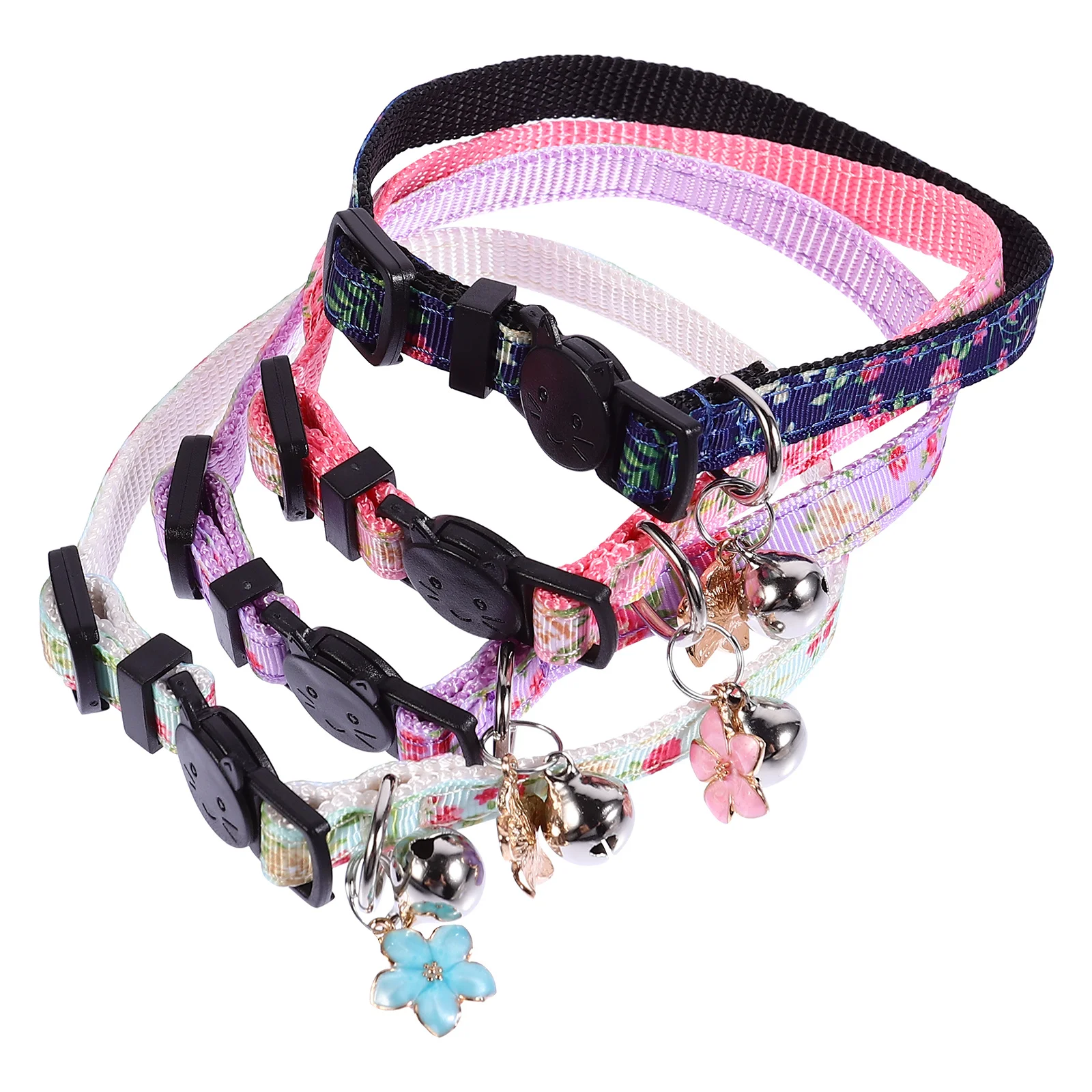 

4pcs Cat Collar Adjustable Flower Pattern Kitten Neckwear Comfortable Breathable For Daily Wear Party Wedding Christmas Pet