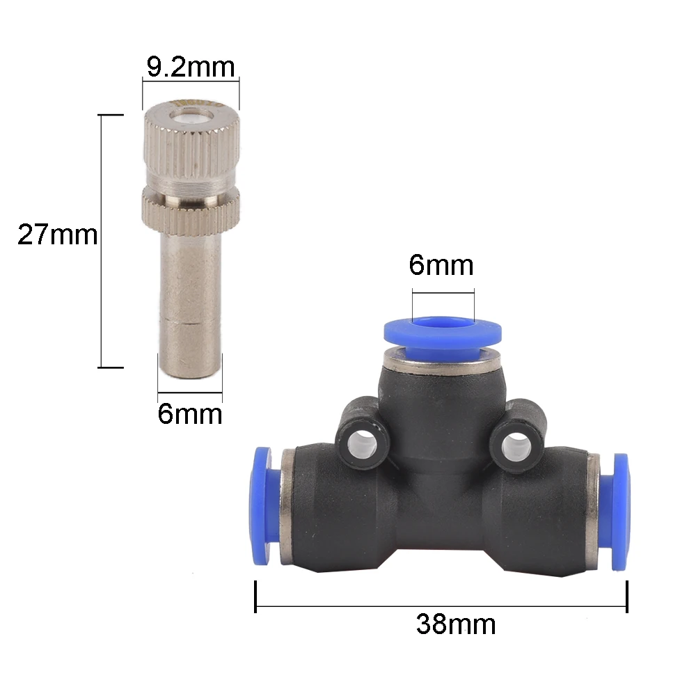 20Pcs Low Pressure Misting Cooling System Atomizing Nozzle 6mm Slip Lock Quick Connectors Humidify Watering Landscapingc Sprayer