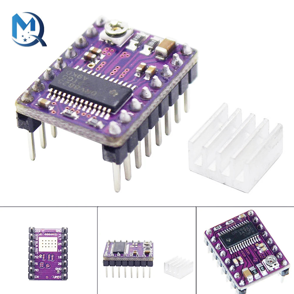 3D Printer StepStick DRV 8825 DRV8825 Stepper Motor Driver Module Carrier Reprap PCB RAMPS 1.4 + Heatsink