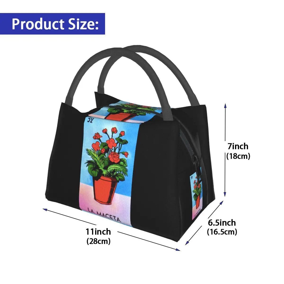 Mexican Loteria Lunch Bag Funny Game Office Lunch Box For Unisex Casual Print Thermal Tote Handbags Oxford Cooler Bag