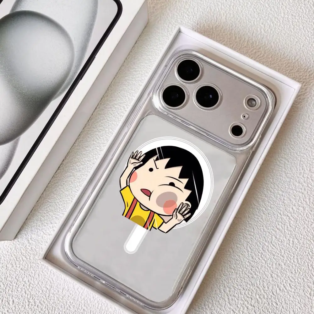 

Chibi M-Maruko C-Chan Phone Case for iPhone 17 16 15 14 13 12 11 Pro Max Plus Clear Magnetic Shockproof Scratch-Resistant