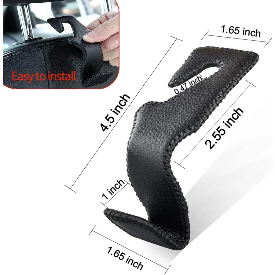 حامل خطاف مسند الرأس】خطاف تنظيم السيارة من الجلد المصنوع من الألياف الدقيقة الممتاز للمقعد الخلفي - تخزين بدون استخدام اليدين للبقالة