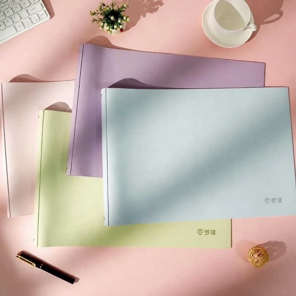 Durable Soft PU Leather A3 Loose Leaf Notebook Large Size Refillable Mind Map Notebook 4-Hole Binder Loose Leaf Journal Students