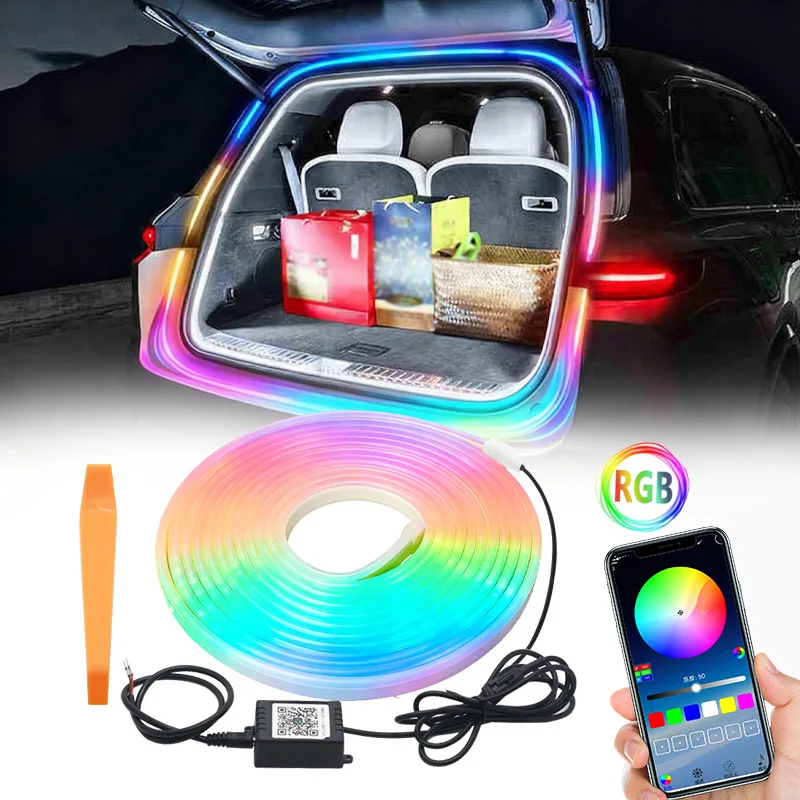 Car Trunk Dynamic Flowing Light Strip 400cm Automatic On/Off Scanning Lamp Flexible Waterproof Light Strip Hidden Installation