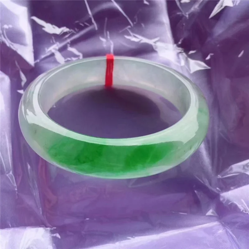 Yang Green Positive Ring Wide Version Women's Ice-like Transparent Moisturizing Jade Bracelet Myanmar