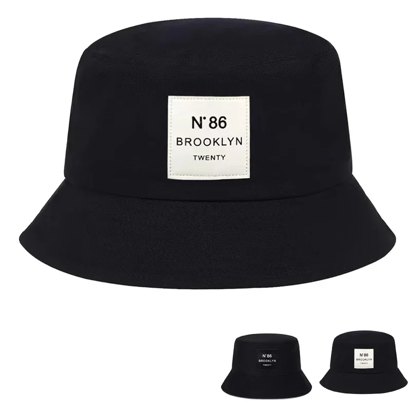 Unisex Panama Bucket Hat Brooklyn Leder-Label Fischerhut Outdoor Sonnenschutz-Hüte für Männer und Frauen