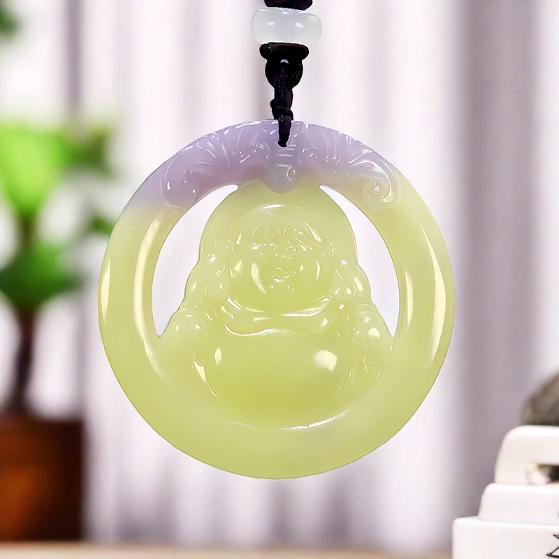 Real Hetian Jade Maitreya Buddha Pendant Necklace Fashion Talismans Luxury Gemstone Charm Natural Amulet Stone Carved Jewelry