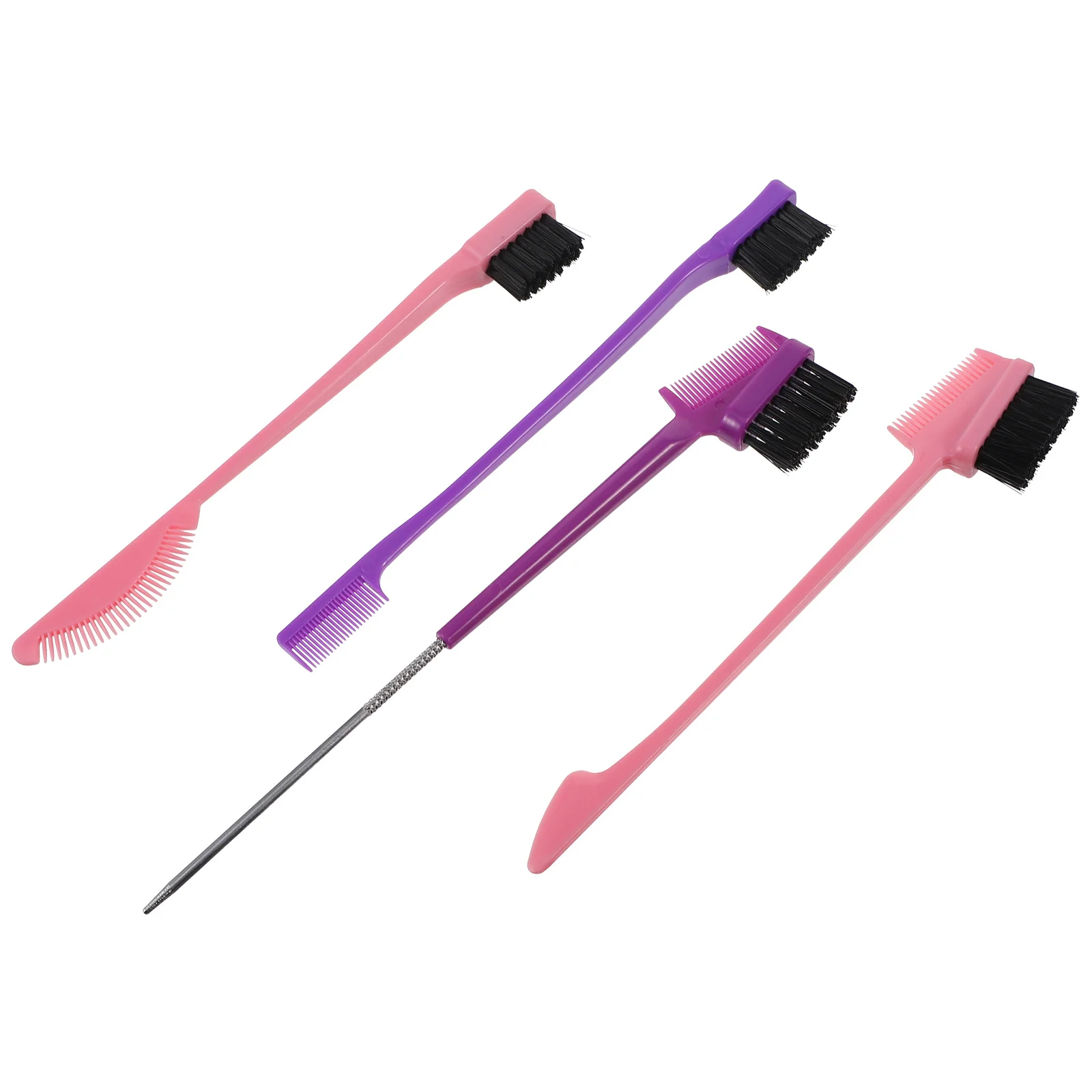 4Pcs Eyebrow Grooming Comb Dual Head Nylon ABS Brush Eyelash Makeup Tool Natural Tidy Bushy Lash Eyebrow Comb Eyelash Brush