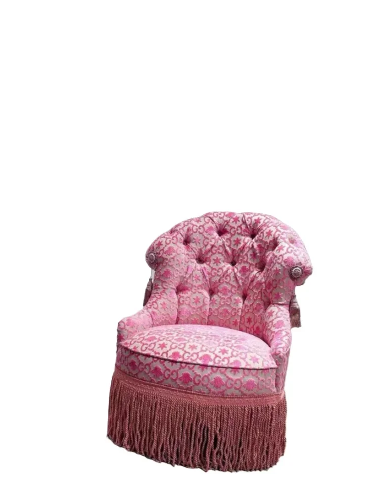 French vintage style cotton and linen fabric sofa small apartment creative living room bedroom B&B reception chair single sofa