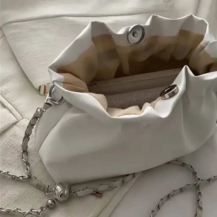 حقيبة دلو صغيرة بو الجلود العصرية الرباط حقيبة كتف كروسبودي للنساء 2024 ربيع الموضة التجاعيد سلسلة الشارع الشهير #6