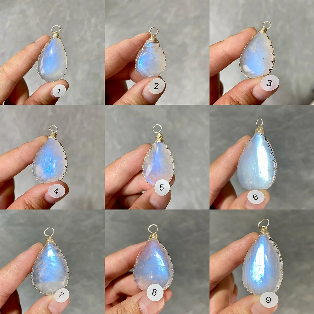 

Blue Moonstone Water Drop Oval Cabochon Wrapping , Reiki Healing Stone Jewelry, Home Decoration, 1-36