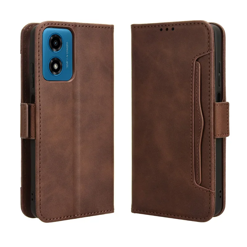 

For Motorola Moto E14 G04 G04S G24 G24 Power Case Leather Wallet Flip Type Multi-card Slot Leather Book Design Phone Case
