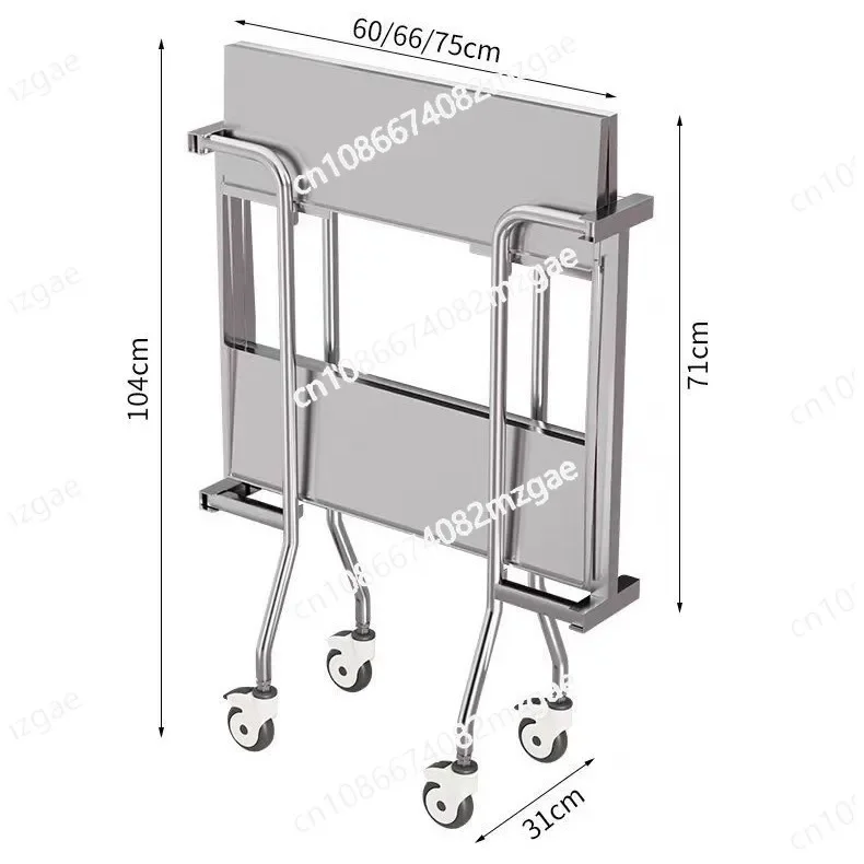 Folding storage Stainless steel cart Load-bearing treatment  Multifunctional trolley Storage equipment table Foldable