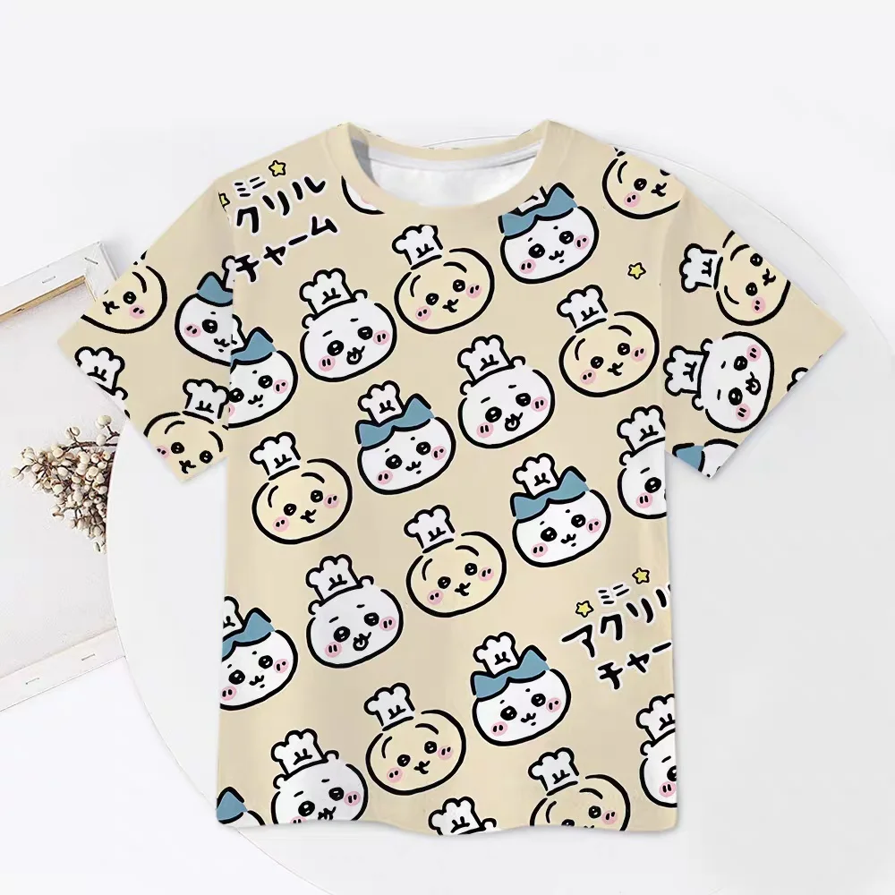 Chiikawa Is All Here! Adult Couple Soft Cute Cartoon 3D Print T-shirts Sports Leisure Breathable Short Sleeves FamilyMatching