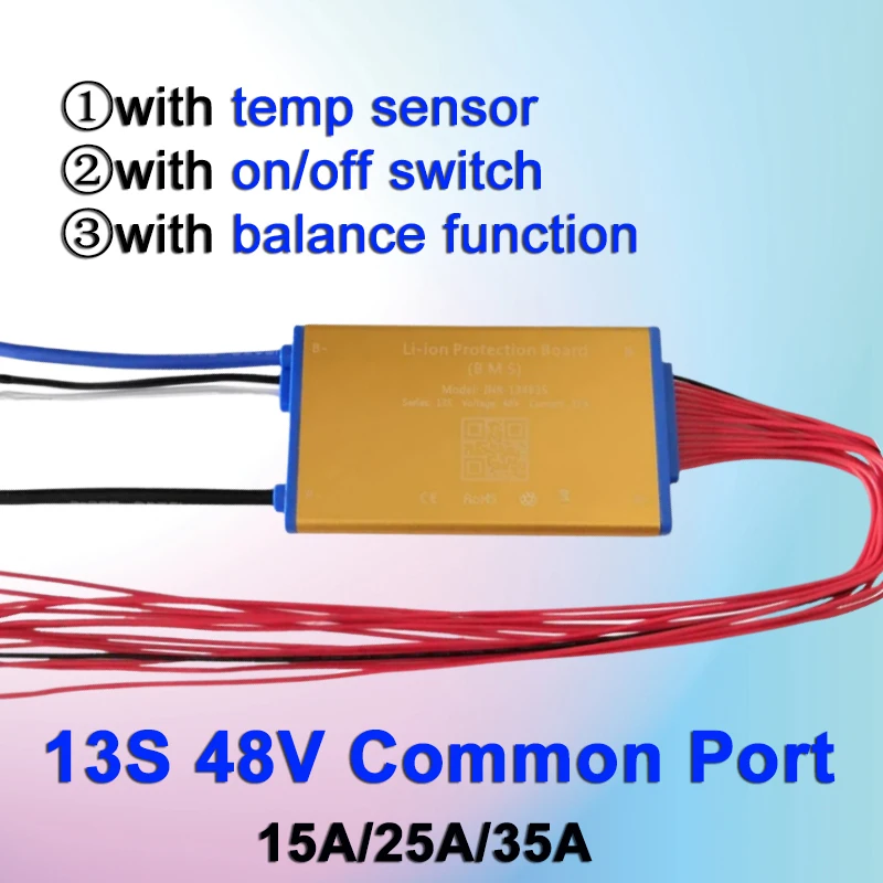 

Супертонкая печатная плата 48V 13S 15A 25A 35A литиевый аккумулятор BMS PCM с датчиком нагрева и выключателем для аккумулятора Hailong