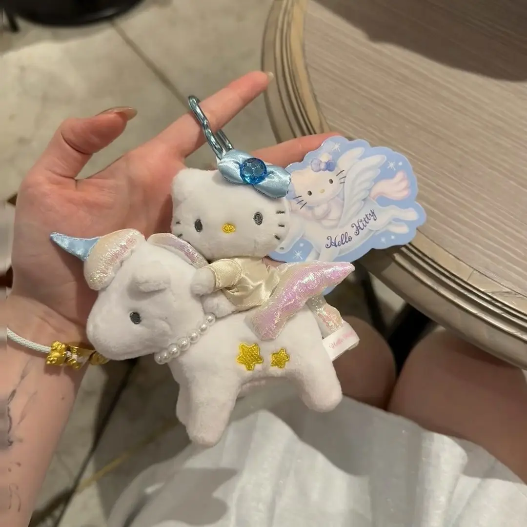 Hello Kitty Angel Unicorn Love Button Plush Keychain Pendant Girl Bag Hanging Ornaments Kid Ragdoll Girly Gifts