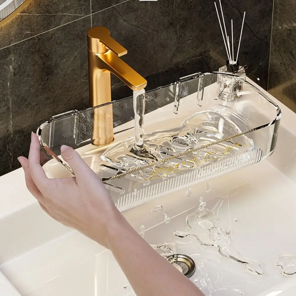 Wall Mounted Toilet Storage Rack Accessories No-punch Acrylic Bathroom Shelf Luxury Space Saving Kitchen Storage Organizer