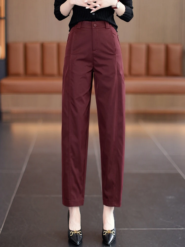 

High Waist Straight Leg Suit Pants Women's Spring Autumn New Style Small Size Slimming Casual Knife Trousers