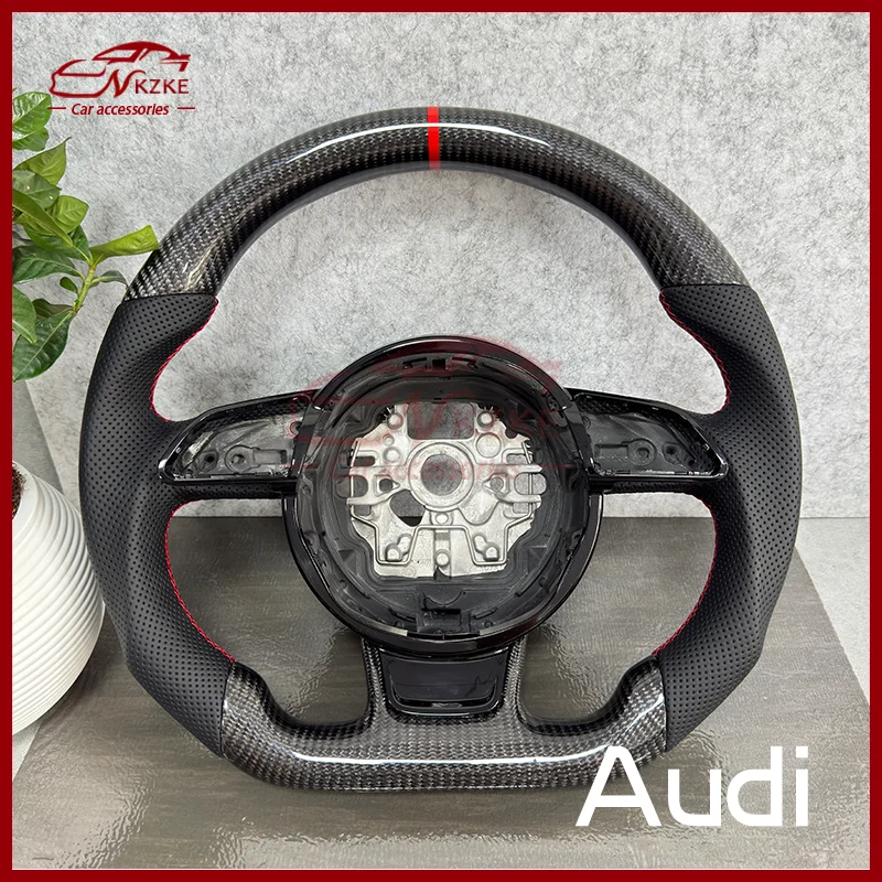 

Suitable for the steering wheel of Audi A6 C7 models, made of carbon fiber material with red stitching