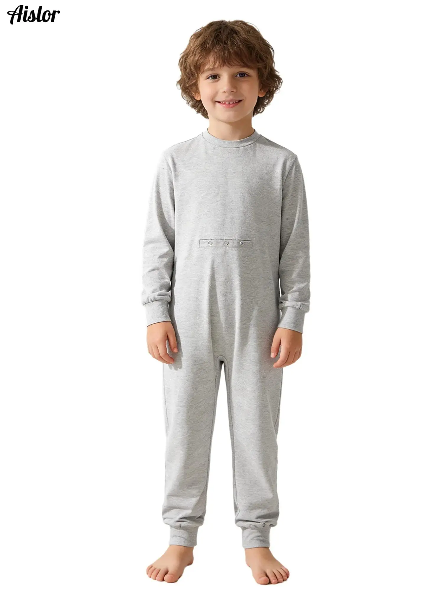Kids Full Length Back Zipper Anti-Strip Jumpsuit Boys Girls Long Sleeve Jumpsuits Special Needs Adaptive Clothing Teens Clothing