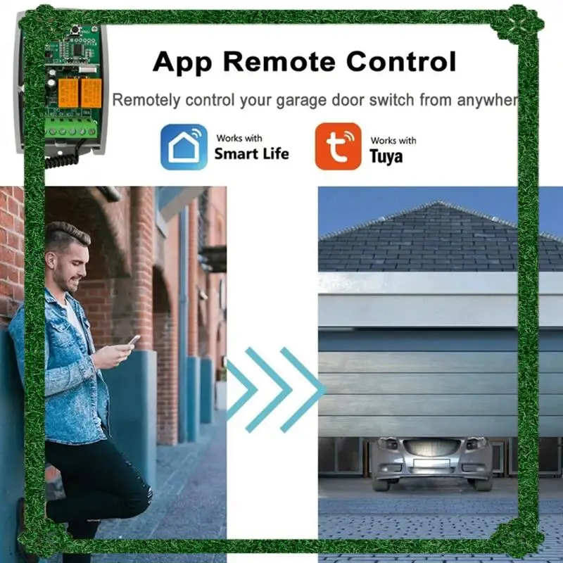 24-uurs levering Tuya WIFI slimme ontvanger 2CH garagedeur afstandsbediening opener controller 7-32V Rolling Code 433Mhz zender
