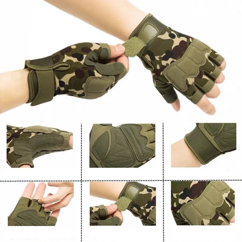 Outdoor Tactical Gloves for Men Women, Anti-slip Fingerless Gloves Outdoor Gloves for Shooting, Hunting, Motorcycling, Climbing