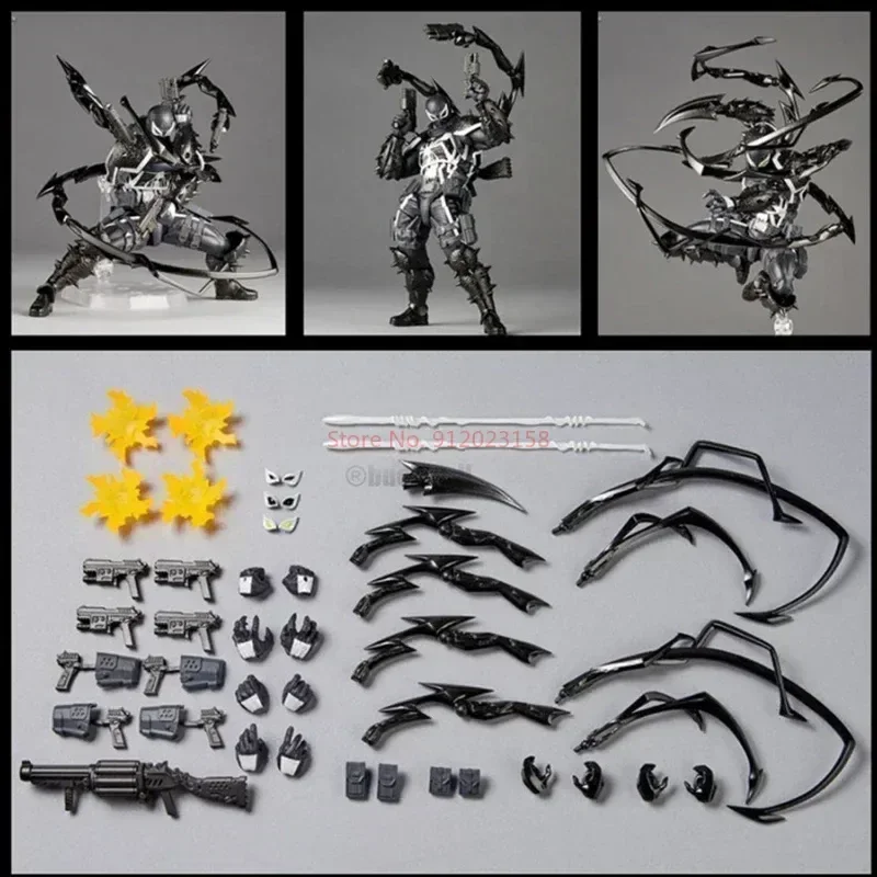 In Stock Venom Revoltech Amazing Yamaguchi Figures Agent Venom Anime Figure Model Eugene Thompson Revoltech Amazing Fantasy Toys