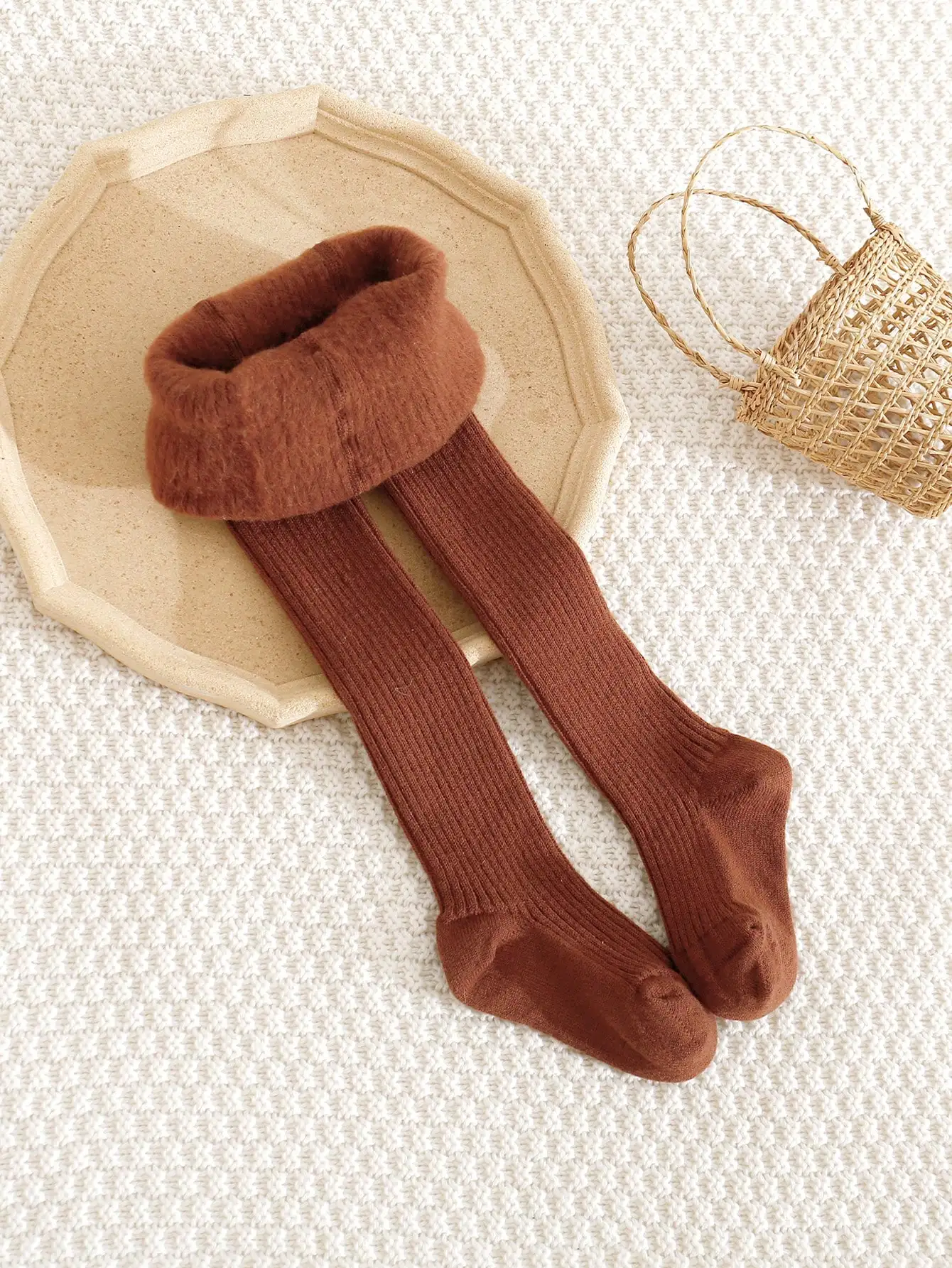 1 Stück Kinder-Strumpfhose mit vertikalen Rippen und Fleece-Futter, einfarbig, warm, weich, bequem, Leggings für Herbst und Winter, ideal für den täglichen Gebrauch im Freien. – Detail 10