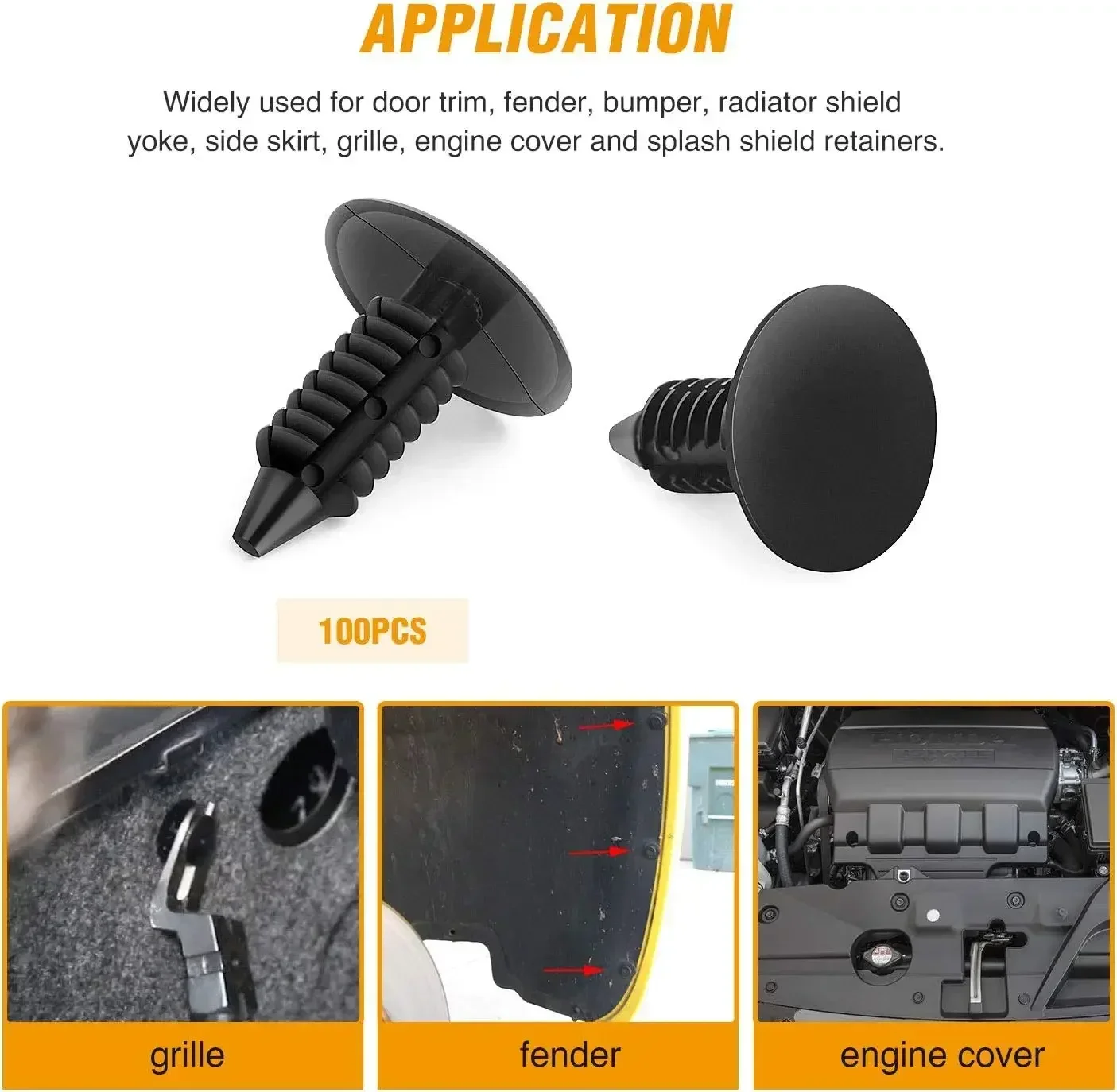 50/1000pc 8mm Plastic Rivets Fasteners Screw Car Bumper Fender Black Rivet Car Fastener Clips for Toyota Focus Kia Nissan Yamaha image 3