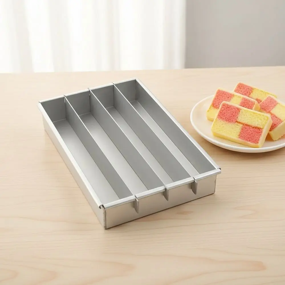 Non-Stick Battenberg Cake Pan Rectangular with Adjustable Divider Tiramisu Pan Aluminum Alloy Heat-resistant Cake Baking Tray