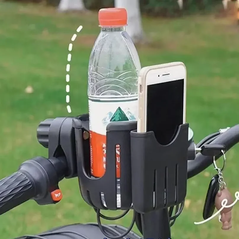 2 In 1 Motorcycle Stroller Cup Holder Bike Wheelchair Phone With Walker Rack Black Easy 360 Install Degree Rotation Adjusta I8P3
