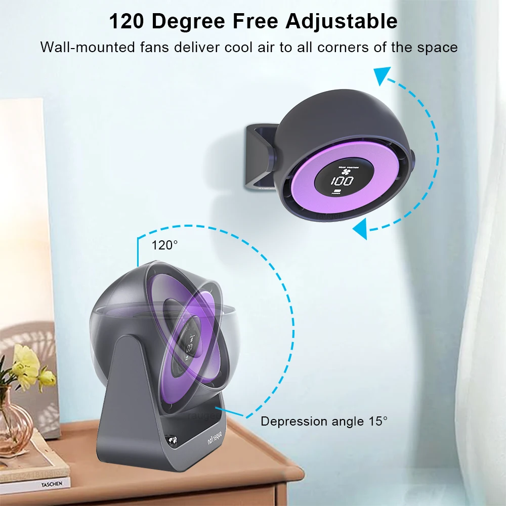 Electric Fan Portable Wireless Air Circulator Fan 4000Mah Destop Wall Cooling Fan 2 in 1 Silient Turbo Fan For Home Office