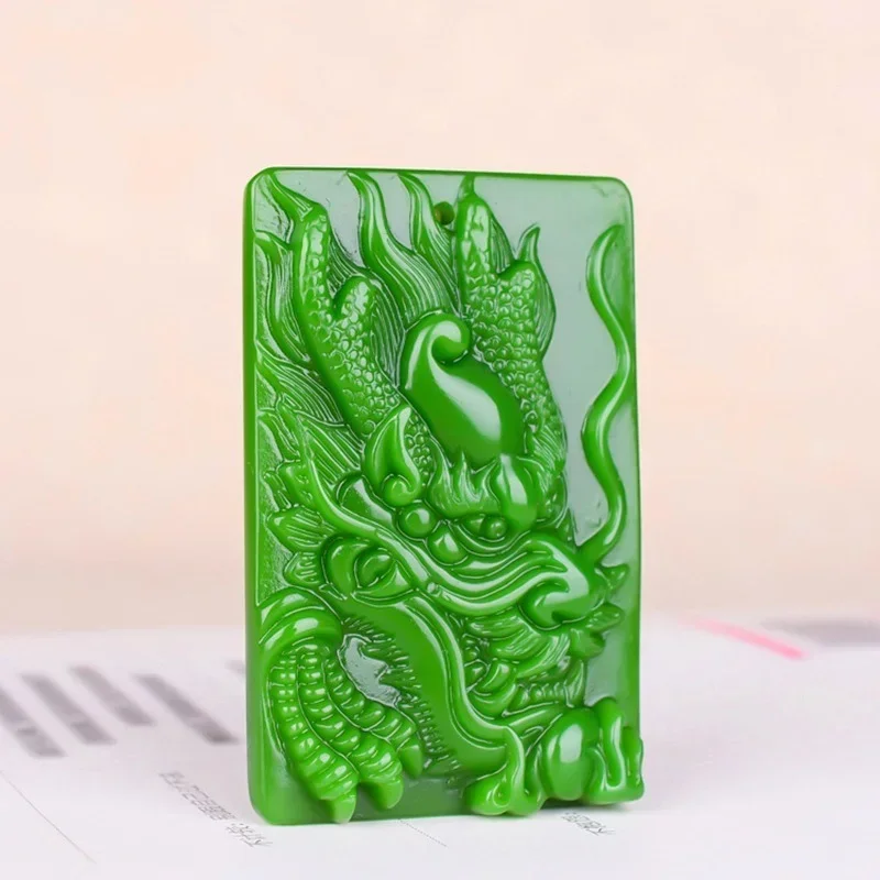 

Natural Jade Green Hand-carved Zodiac Dragon Fashion Boutique Jewelry Men and Women Necklace Gift Accessories