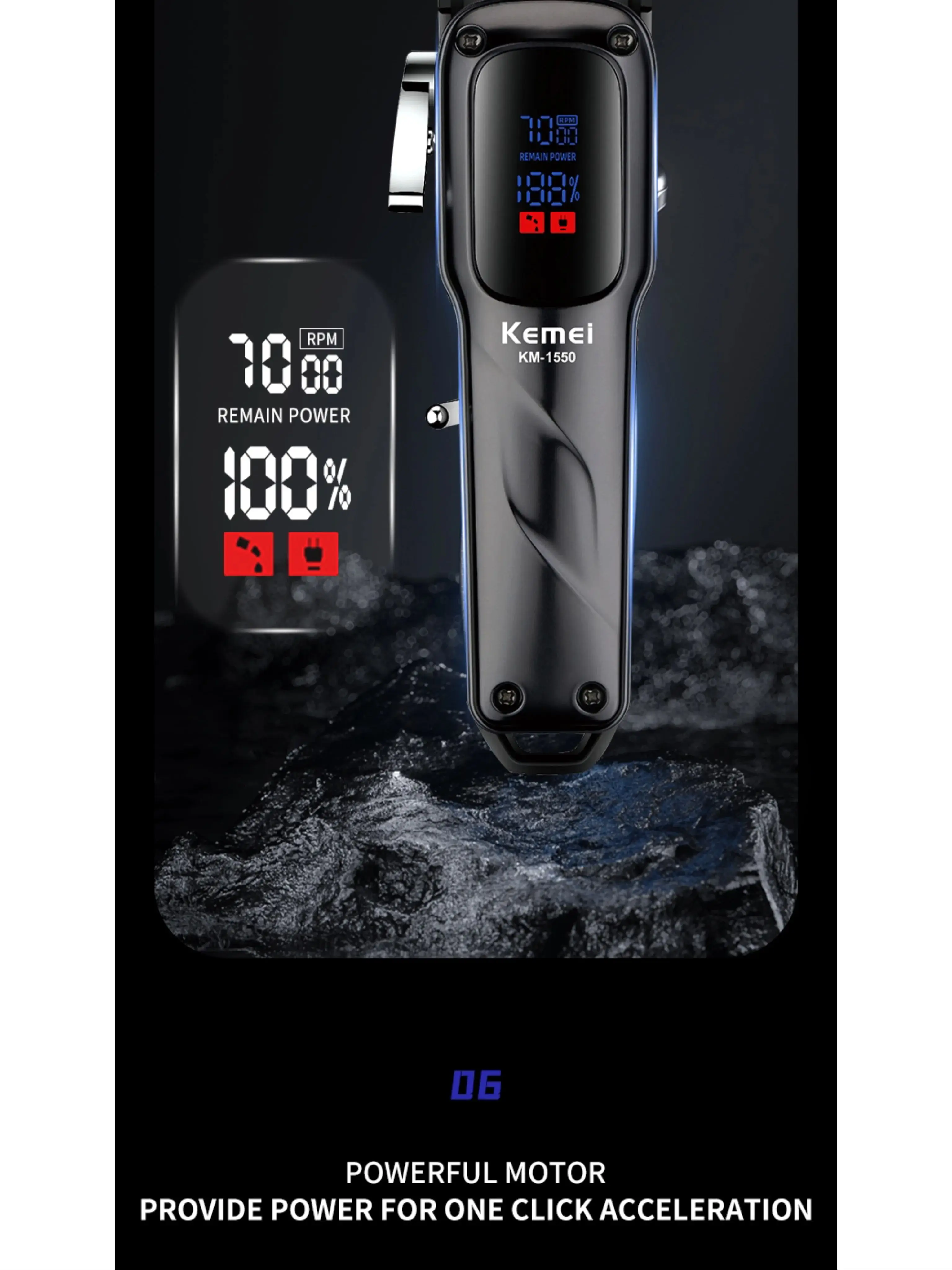 KEMEI km-1550 nouveau Design tondeuses à cheveux tondeuse Rechargeable professionnel électrique tondeuses à cheveux tondeuse pour tondeuses commerciales