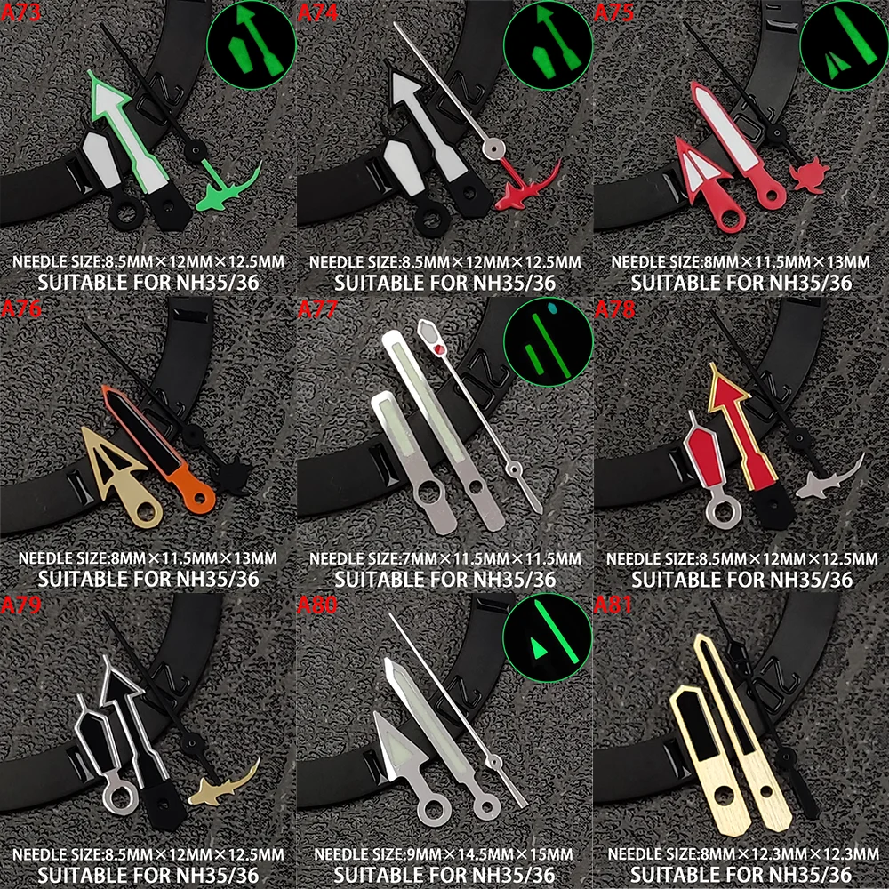 Assista as mãos acessórios modificação luminosa para NH35, NH36 movimento A46 ~ A90, NH35 assistir super brilhante mãos verdes