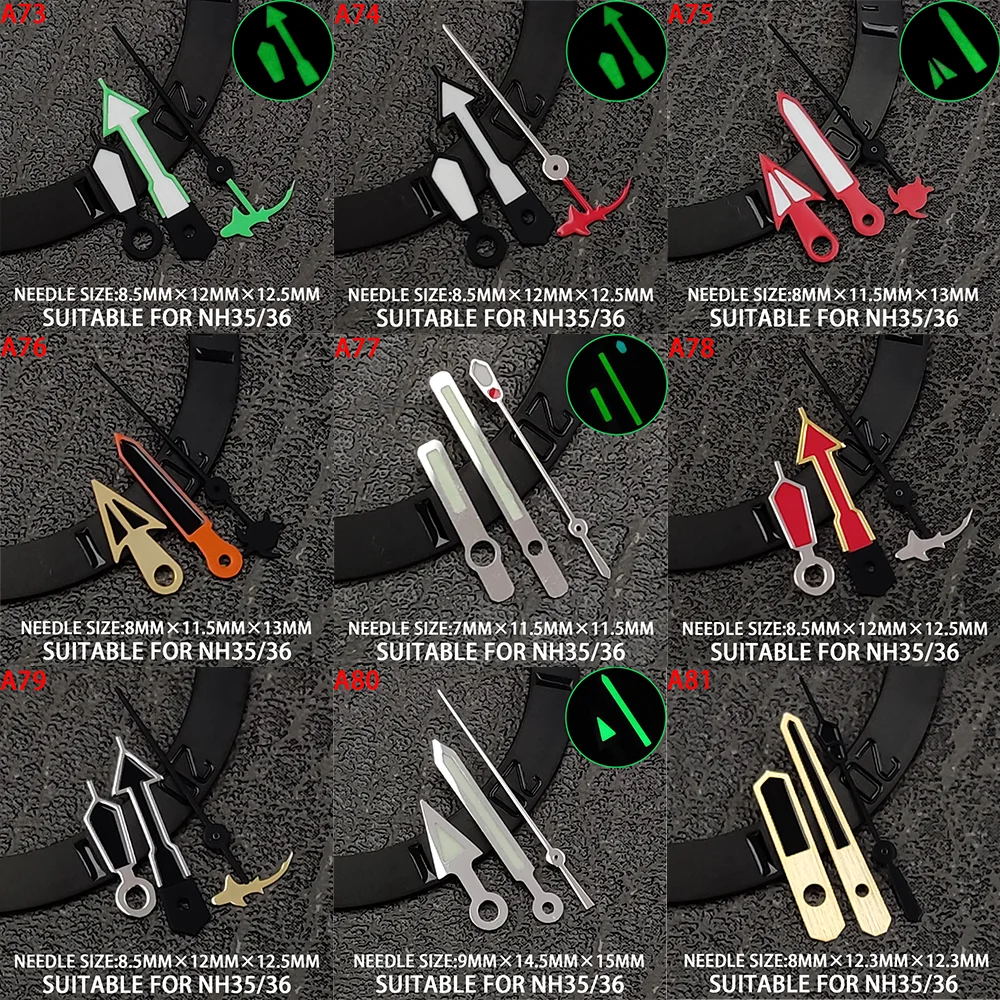 시계 핸드 야광 수정 액세서리, NH35, NH36 무브먼트 A46 ~ A90, nh35 시계, 슈퍼 브라이트 그린 핸드