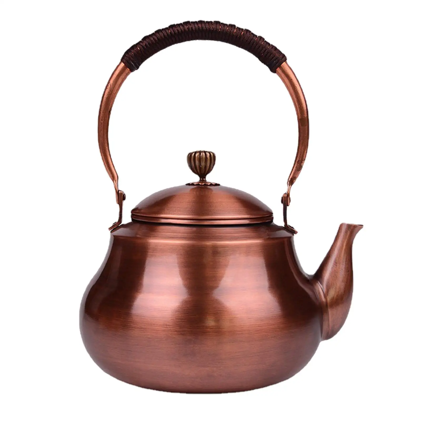 Copper Stove Top Water Kettle PU Leather Wrapped Handle Teapot for Teakettle