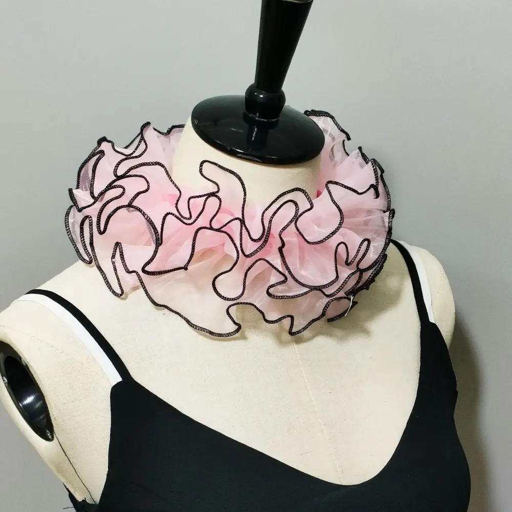 Ruffled Lace False Collar Layered Design Detachable Necklace Shawl Palace Aristocratic Literary Clown Neck Collar