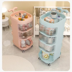 Hand Push Style Baby's  Storage Shelf Multi-Layer Rack Plastic Drawers Finishing Rack with pulley Clothes Diapers Toys Sorting