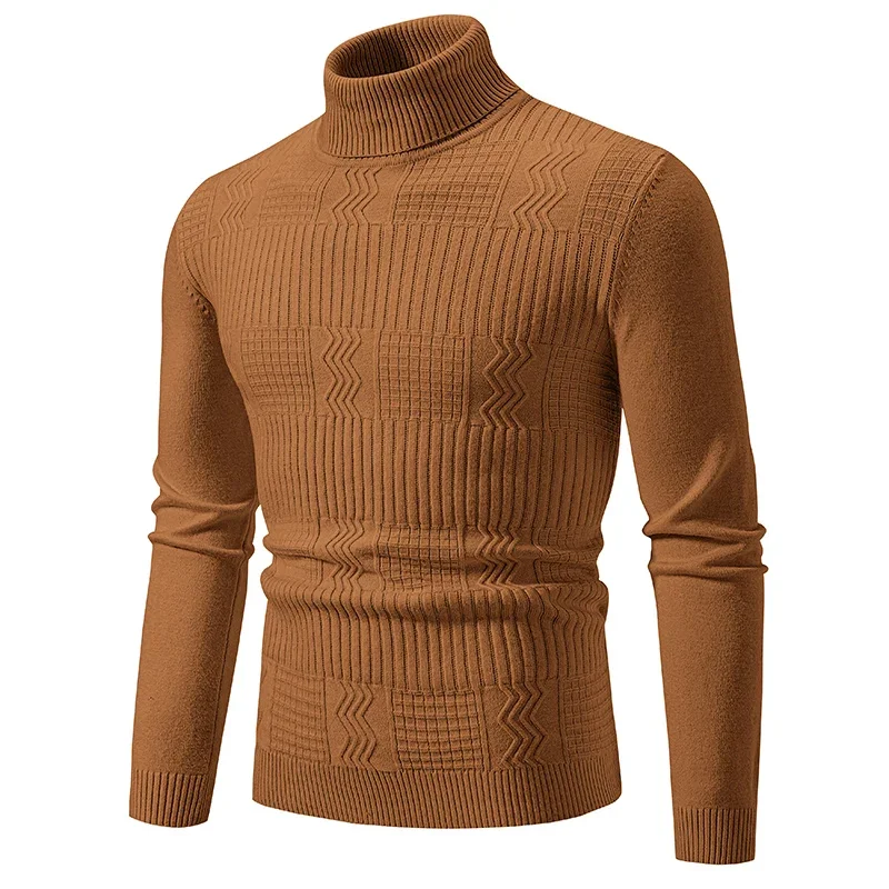 Autumn Men's High Neck Sweater Solid Color Pullover Knitted Warm Casual Turtleneck Sweatwear Woolen Mens Winter Outdoor Tops