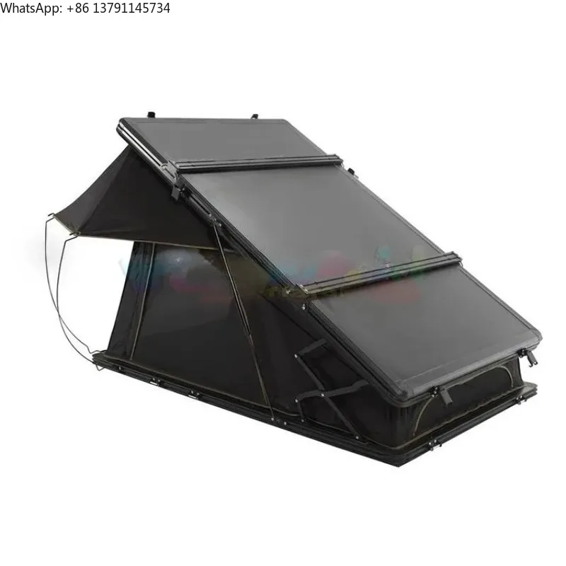 

Camping Aluminum Roof Top Tent 3 Person Rooftop Tent Dachzelt Auto Outdoor Hiking Car Triangle Clamshell Hard Shell Roof Tent