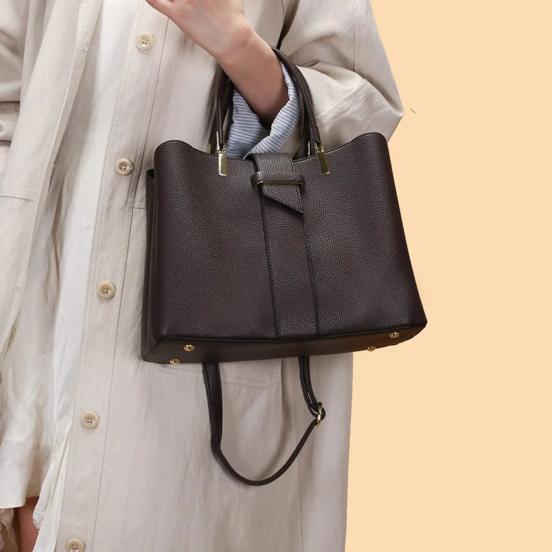 

New Soft Leather Handbag for Women Vintage Shoulder Tote Bag Luxury Designer Ladies Large Capacity Purse Commute Composite Bags
