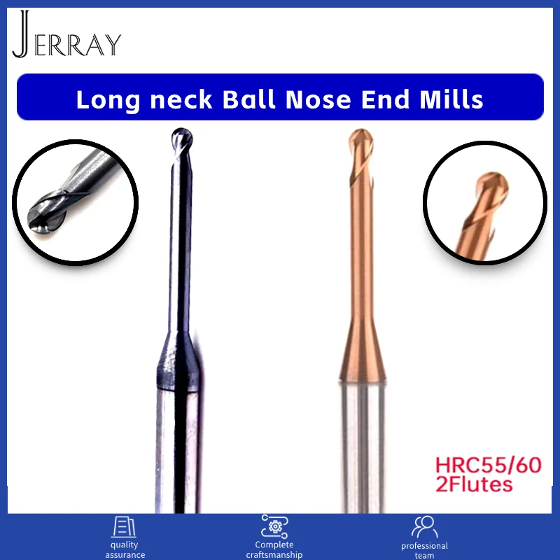 

HRC55 2flutes carbide Long neck Ball Nose End Mills CNC router bits Long neck deep groove cutter engraving machine