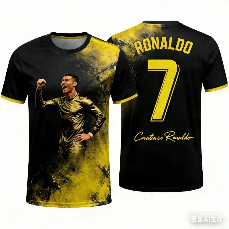 

Футболка с 3D-принтом в виде персонажей для футбольных звезд, повседневный топ из тканого материала с быстросохнущим эффектом, круглым вырезом и короткими рукавами.