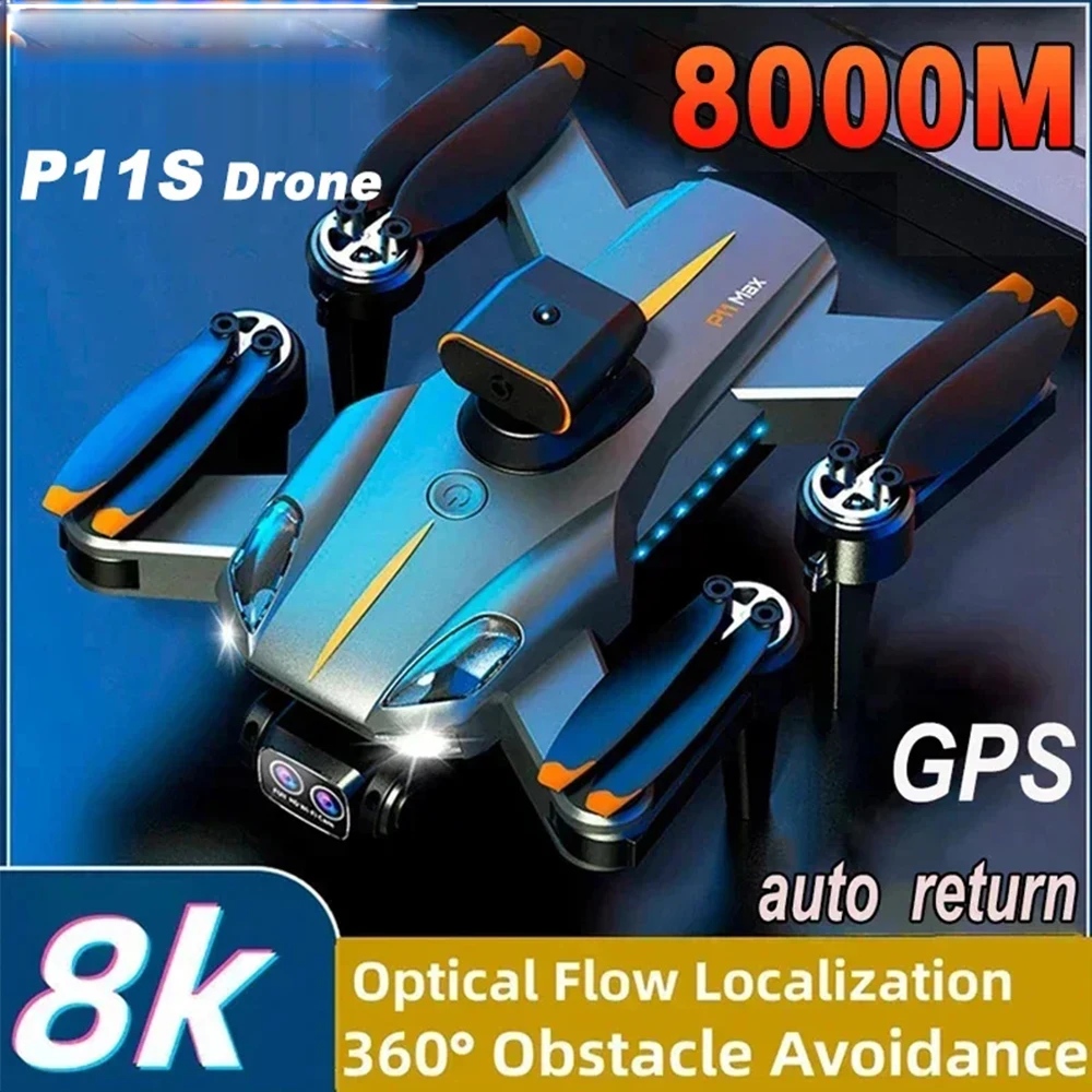 P11S Drone 8K Haute Définition pour Photographie Aérienne, Caméra Professionnelle pour Touristes, Évitement d'Obstacles Omnidirectionnel, Jouets Quadrirotor, Nouveau