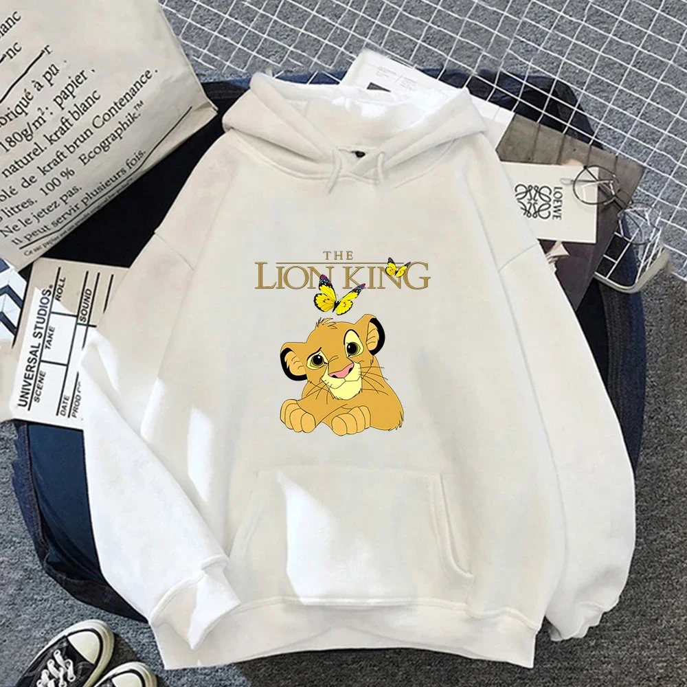 Disney Hoodies Womens The Lion King Simba Clothing Autumn Winter Fashion Kawaii Pullover Cartoons Warm Hooded Sweatshirt Femme