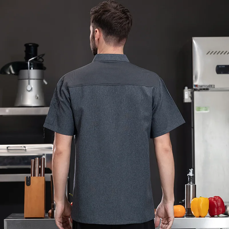 Hotel Restaurant Kitchen Work Uniform Short Sleeve Chef Jacket Bakery Pastry Chef Summer White Kitchen Coat